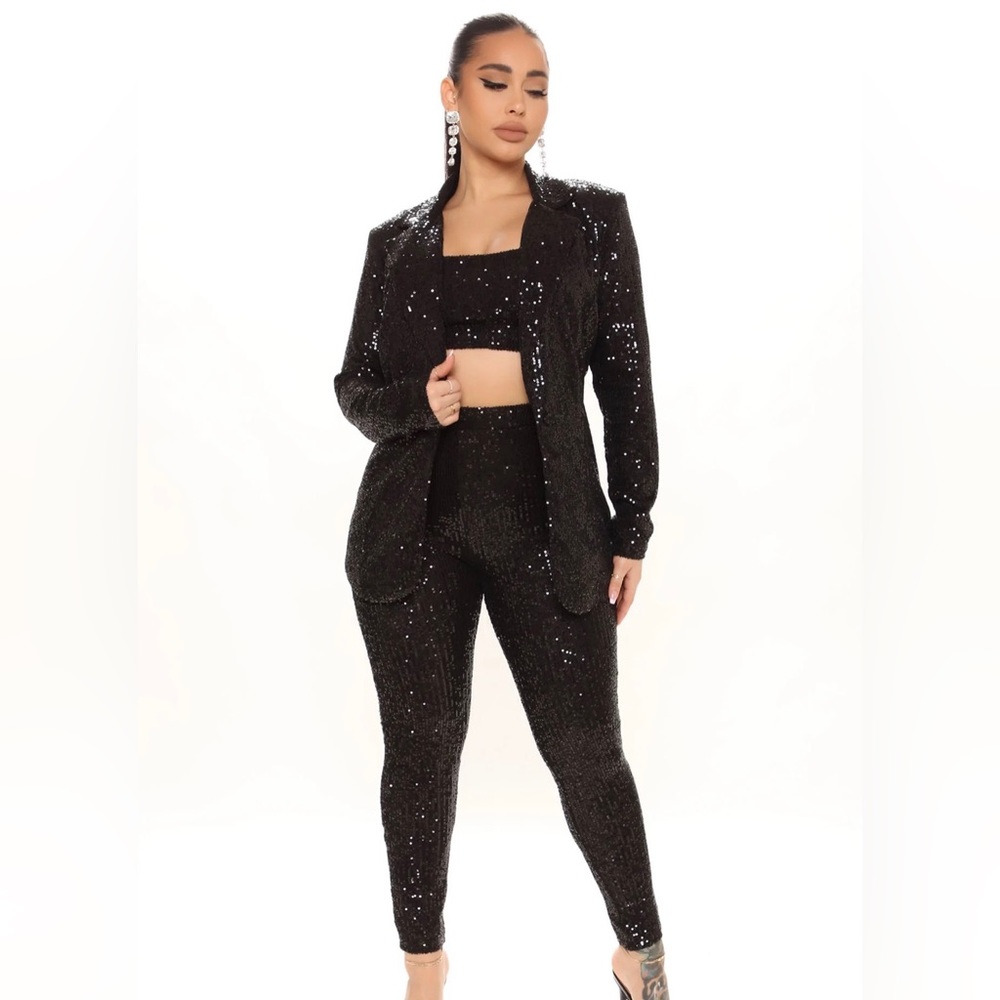 3 piece Sequin Blazer Legging Set